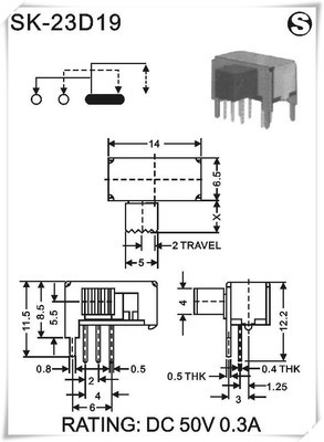 拔動開關(guān)三檔SK-23D19 企業(yè)集采優(yōu)選，側(cè)柄設(shè)計靈活應(yīng)用